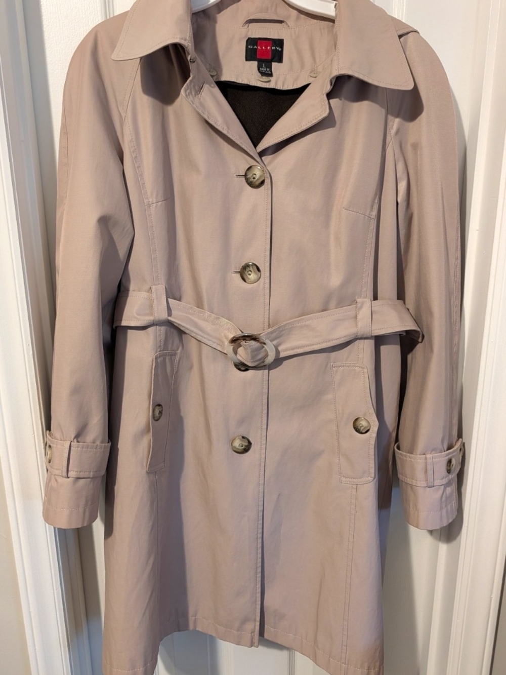 Gallery Women's Tan All-Weather Trench Coat, Size Large
